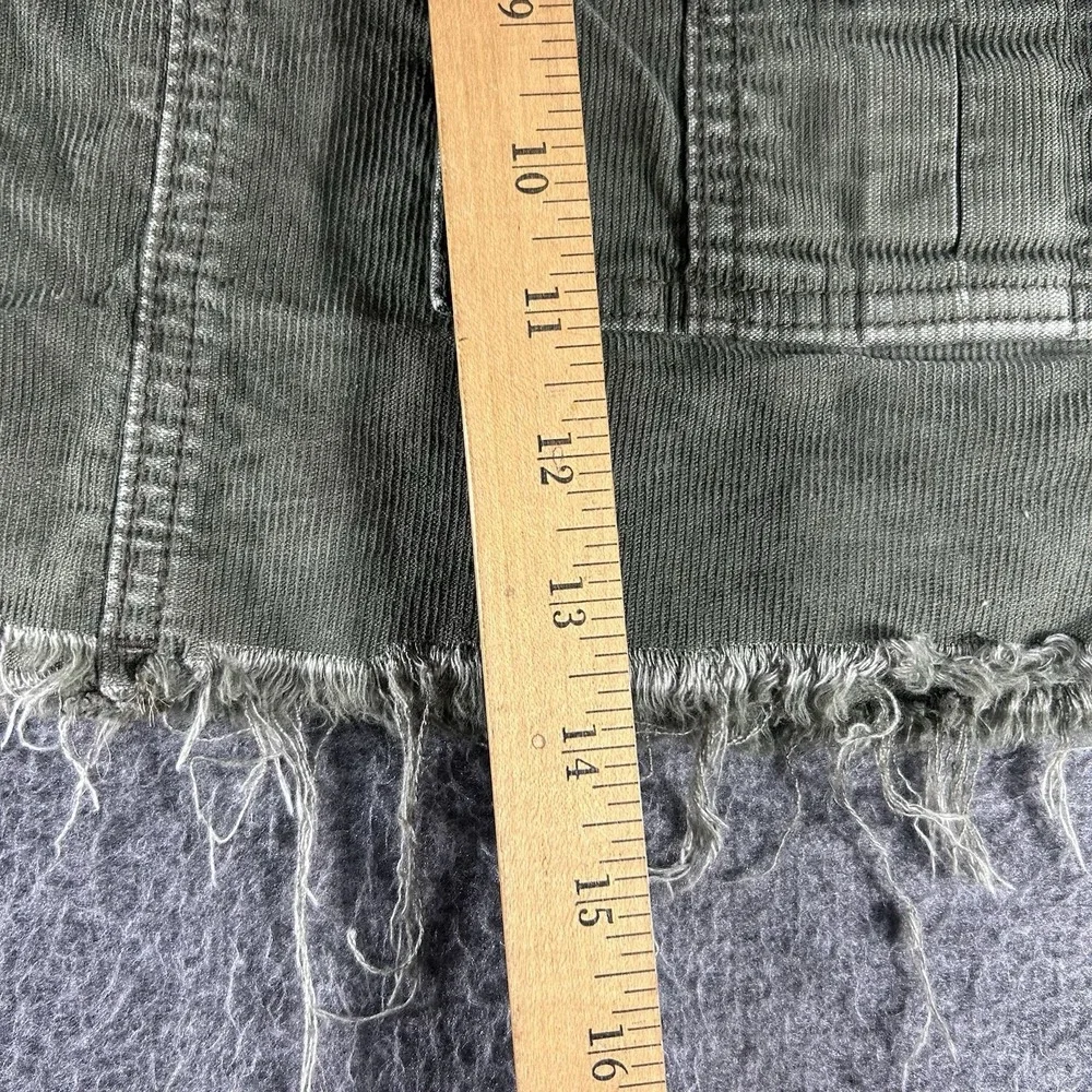AMERICAN EAGLE Women's Corduroy Mini Skirt 000 Short Olive Green Raw‎ Hem Grunge